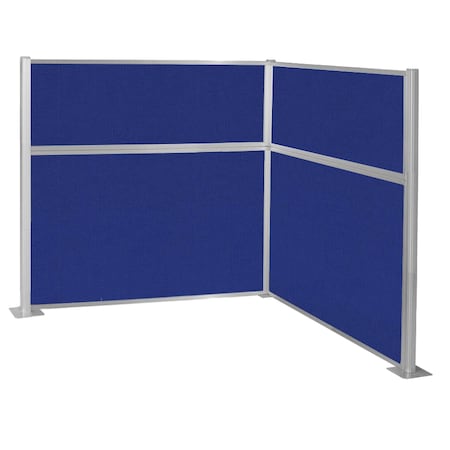 Versare Pre-Configured Hush Panel Cubicle (L Shape) 6' x 6' Royal Blue Fabric 1859333